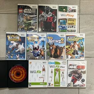 Nintendo Wii Games Lot. Rayman, Wii Fit, Wii Play, Sports, Link, Horsez‎ 2